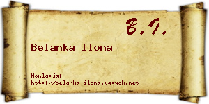 Belanka Ilona névjegykártya
